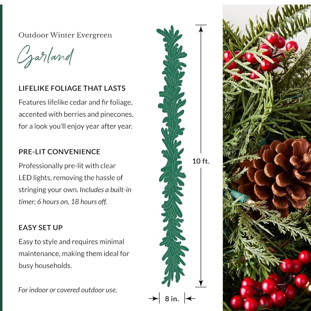 Balsam Hill Outdoor 10' Garland